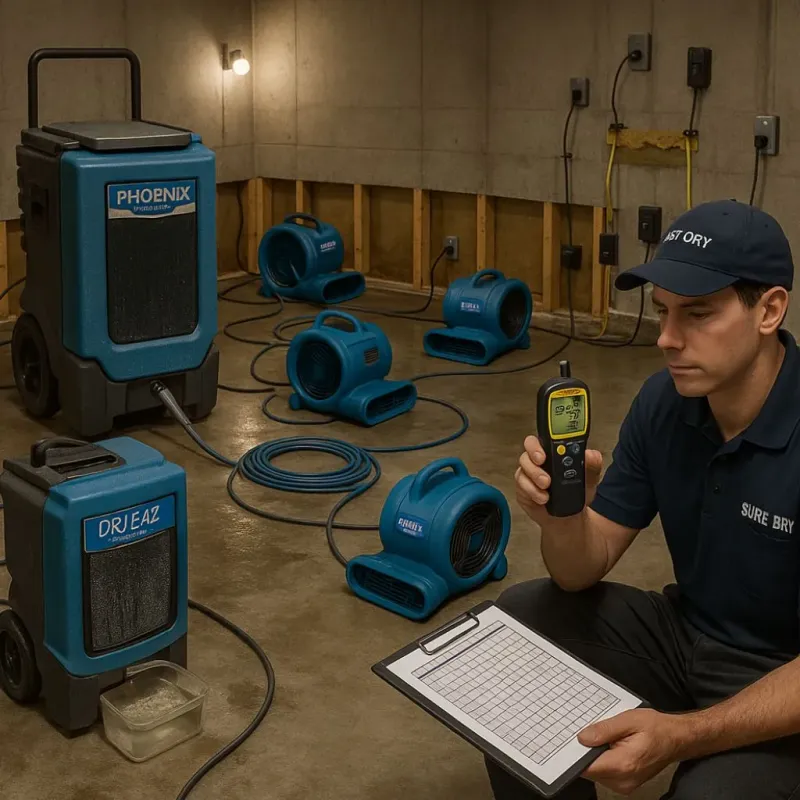 Structural Drying and Dehumidification process in Cerro Gordo County, IA